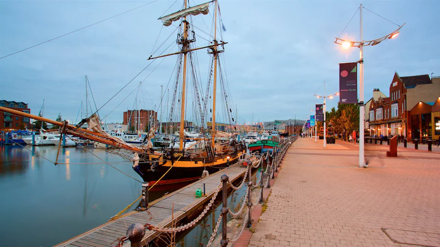 Hull MarinaWatch the opening of the steel lock gates and enjoy the views of the River Humber at dusk near these historic docks.